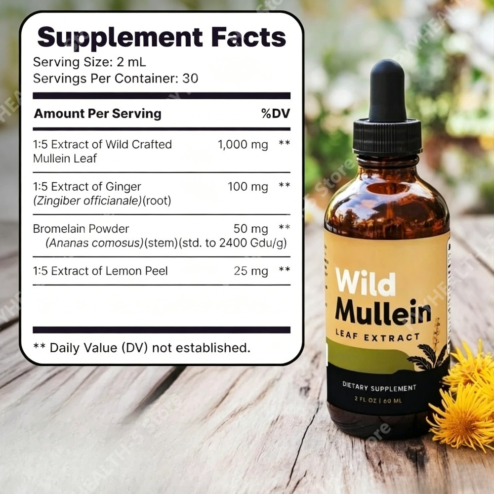Wild Mullein Leaf Drops with G - Herbal Wellness In recension och pris
