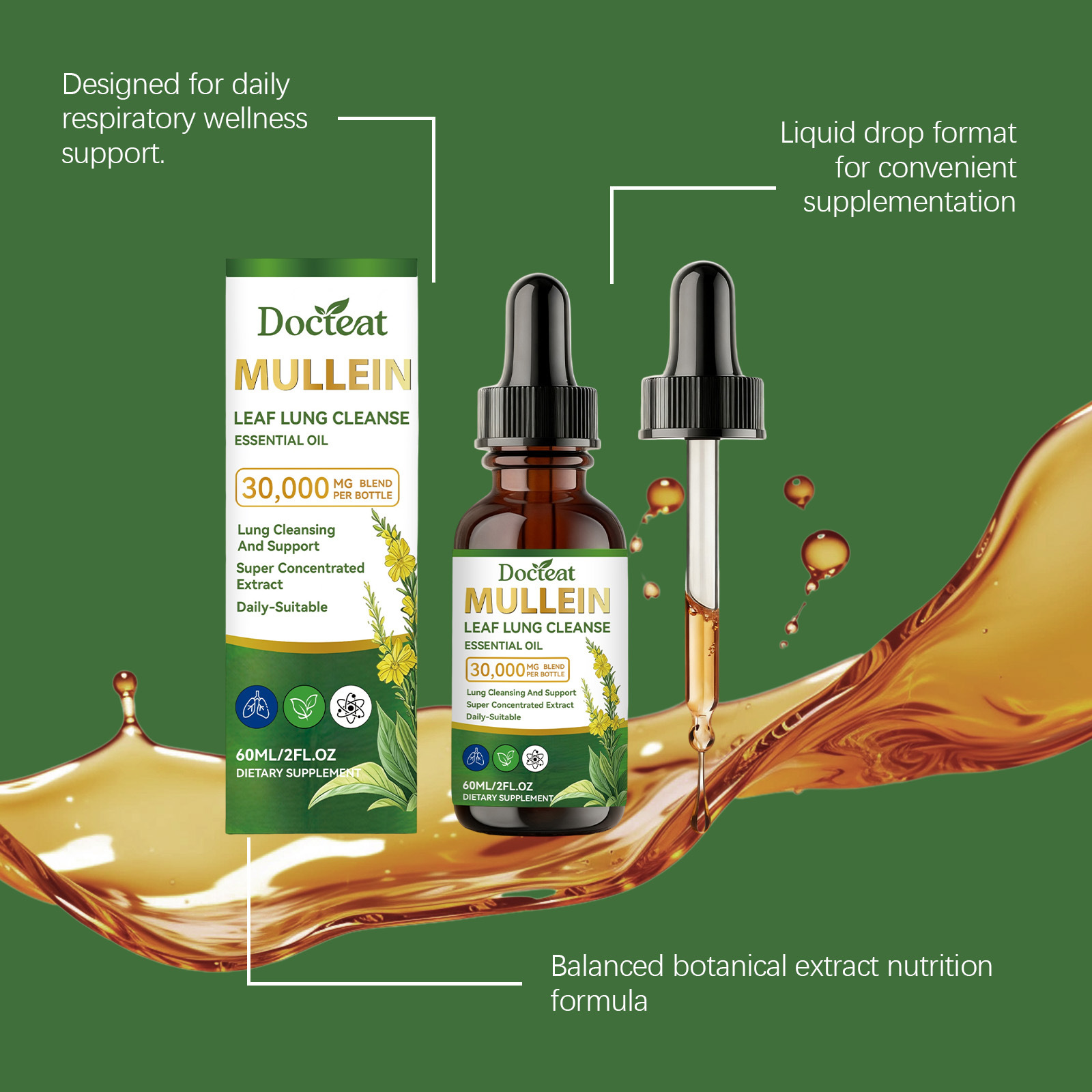 Mullein Leaf Liquid Drops For  - Herbal Wellness Tincture recension och pris